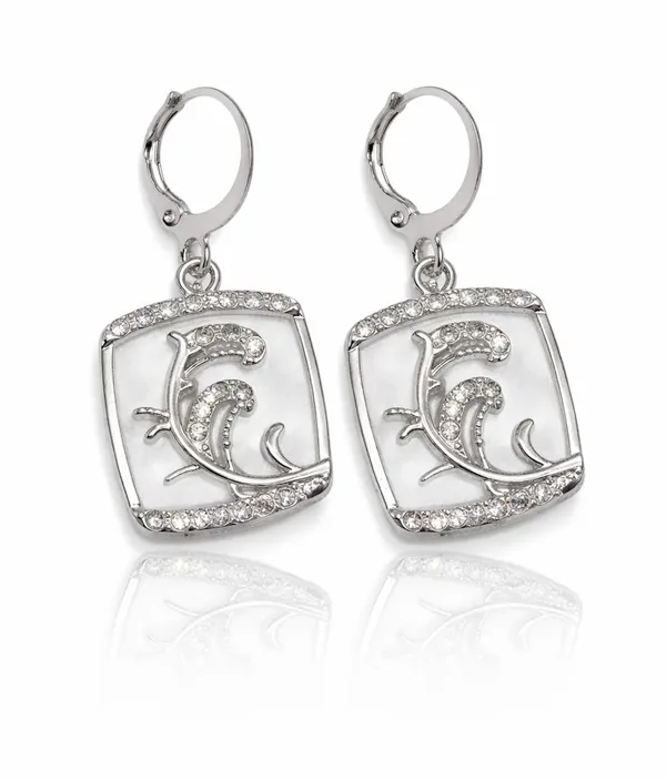 Silver_Drop_Earrings_with_White_Stone,_Square_Shape,_Leverback_Closure,_Crystal_Embellished_Frame_(A379)