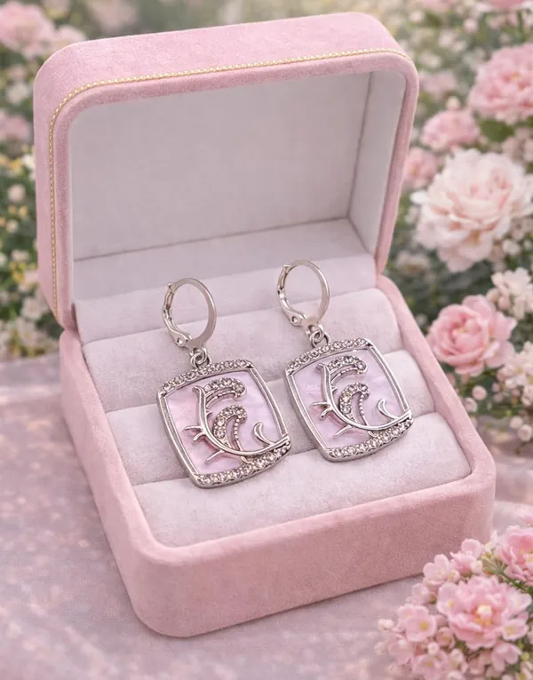 Silver_Drop_Earrings_with_White_Stone,_Square_Shape,_Leverback_Closure,_Crystal_Embellished_Frame_(A380)