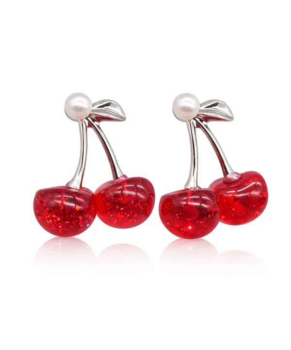 Cherry_Earrings_with_Pearl_Studs,_Red_Resin_Fruit_Design,_Silver_Tone_Metal_(A367)