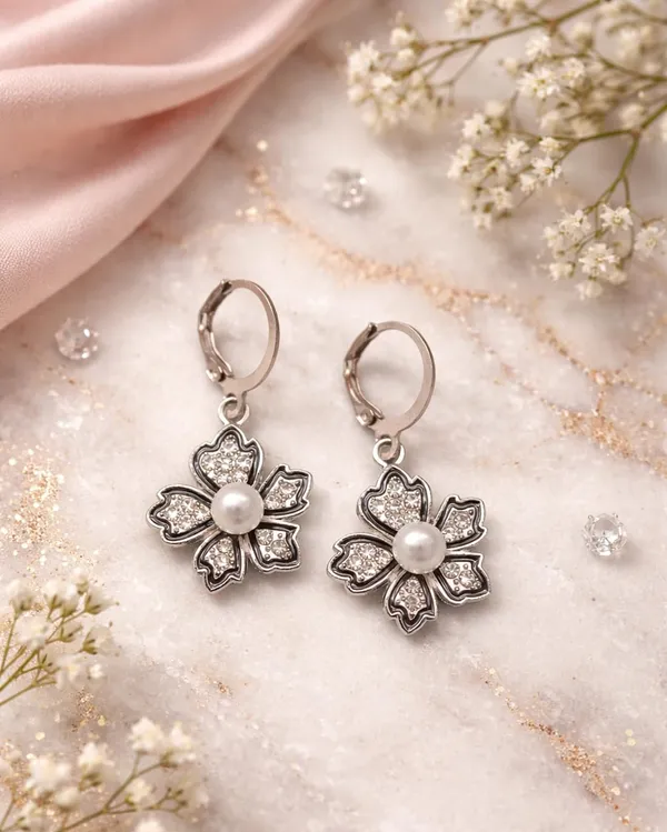 Silver_Drop_Earrings_with_White_Stone,_Square_Shape,_Leverback_Closure,_Crystal_Embellished_Frame_(A504)