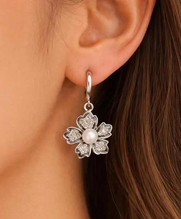 Silver_Drop_Earrings_with_White_Stone,_Square_Shape,_Leverback_Closure,_Crystal_Embellished_Frame_(A504)