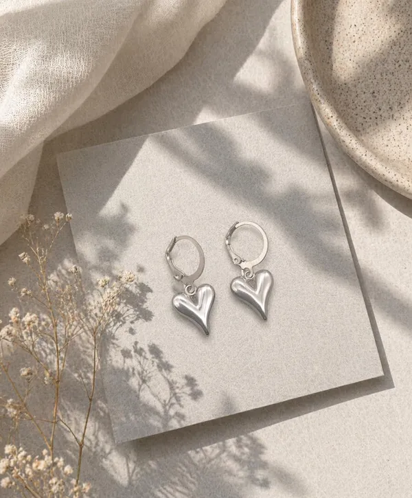 SHANKHRAJ_MALL_Silver_Plated_Heart_Drop_Earrings_for_Women_|_Minimal_Hanging_Heart_Hoop_Earrings_(A538)