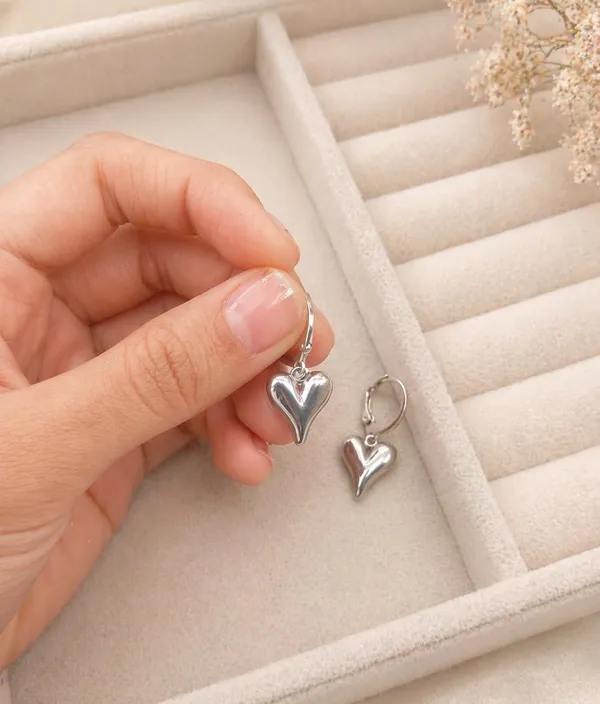 SHANKHRAJ_MALL_Silver_Plated_Heart_Drop_Earrings_for_Women_|_Minimal_Hanging_Heart_Hoop_Earrings_(A538)