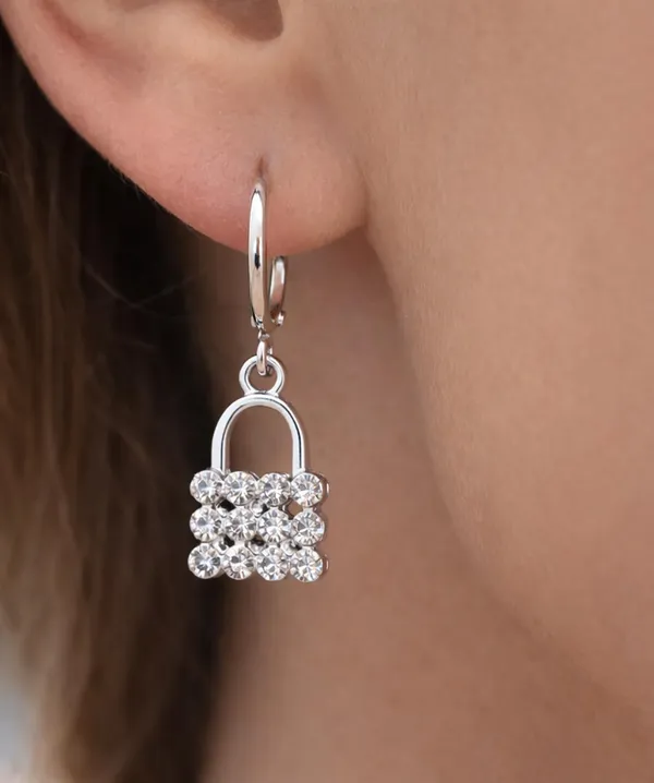Silver_Drop_Earrings_with_White_Stone,_Square_Shape,_Leverback_Closure,_Crystal_Embellished_Frame_(A383)
