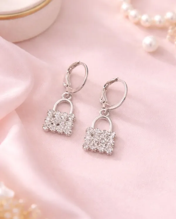 Silver_Drop_Earrings_with_White_Stone,_Square_Shape,_Leverback_Closure,_Crystal_Embellished_Frame_(A383)