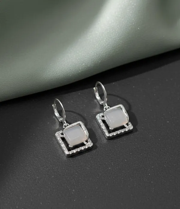 Silver_Drop_Earrings_with_White_Stone,_Square_Shape,_Leverback_Closure,_Crystal_Embellished_Frame_(A326)