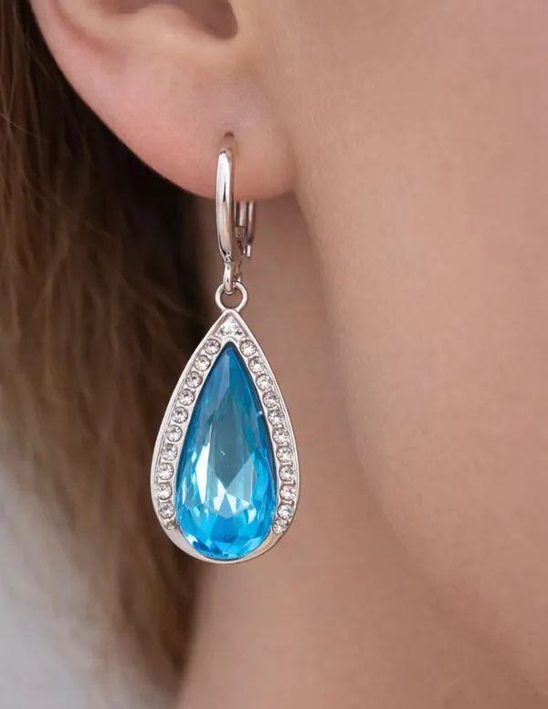 Silver_Drop_Earrings_with_White_Stone,_Square_Shape,_Leverback_Closure,_Crystal_Embellished_Frame_(A385)