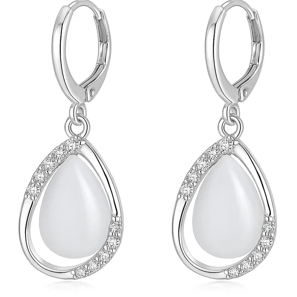 Silver_Drop_Earrings_with_White_Stone,_Square_Shape,_Leverback_Closure,_Crystal_Embellished_Frame_(A327)