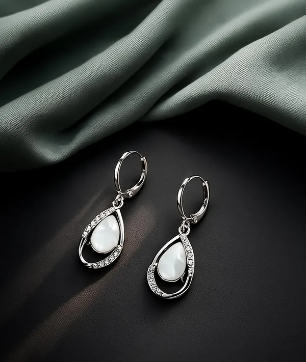Silver_Drop_Earrings_with_White_Stone,_Square_Shape,_Leverback_Closure,_Crystal_Embellished_Frame_(A327)