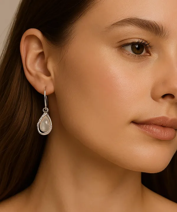 Silver_Drop_Earrings_with_White_Stone,_Square_Shape,_Leverback_Closure,_Crystal_Embellished_Frame_(A327)