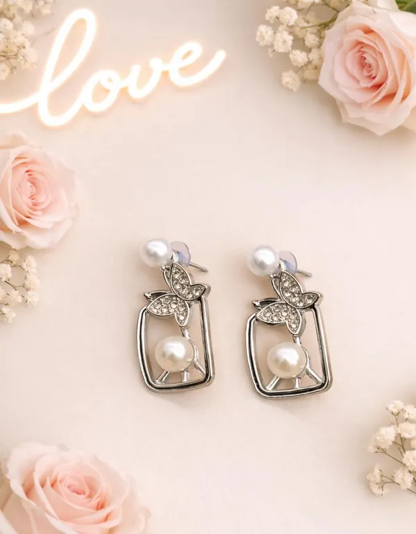 Pearl_Butterfly_Drop_Earrings,_Silver_Tone_with_Crystal_Accents,_Elegant_Dangle_Style_(A356)