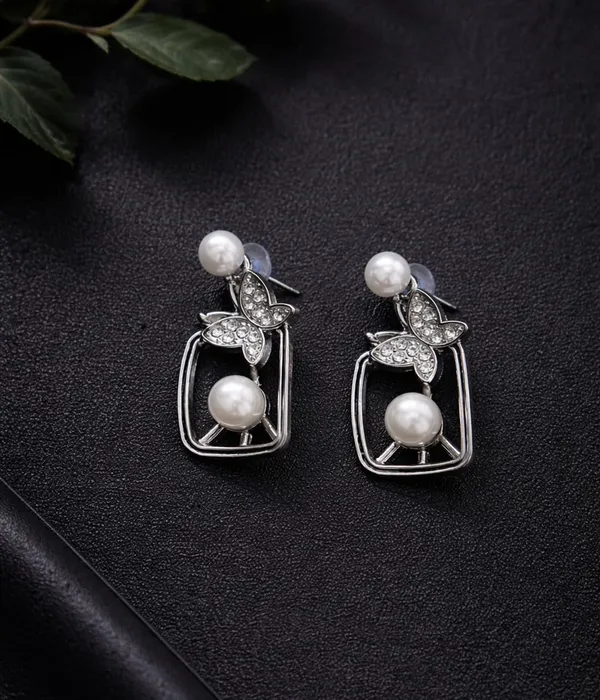 Pearl_Butterfly_Drop_Earrings,_Silver_Tone_with_Crystal_Accents,_Elegant_Dangle_Style_(A356)