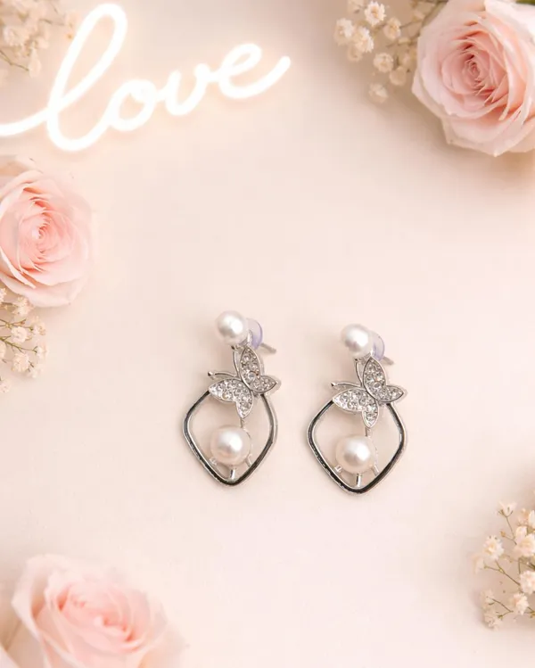 Pearl_Butterfly_Drop_Earrings,_Silver_Tone_with_Crystal_Accents,_Elegant_Dangle_Style_(A357)