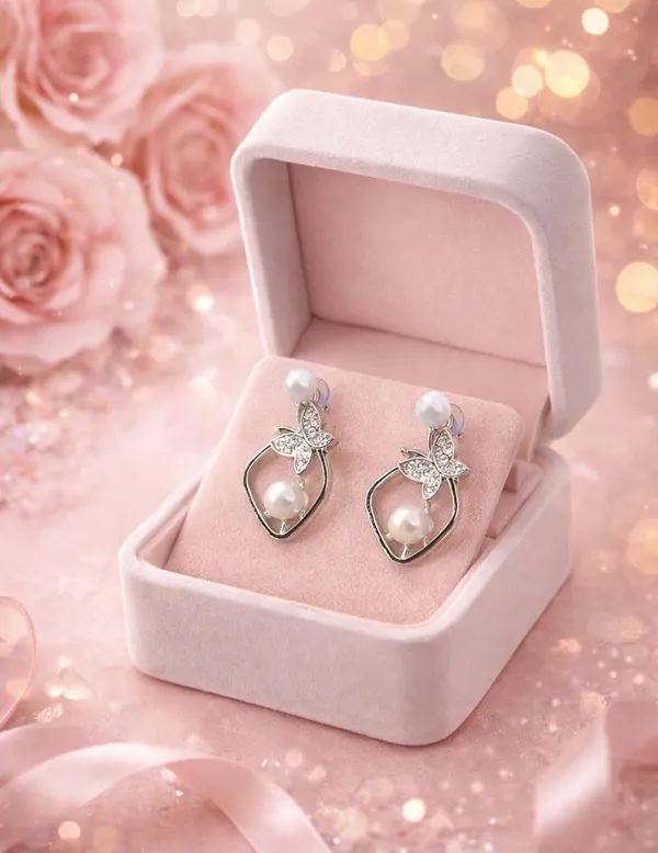 Pearl_Butterfly_Drop_Earrings,_Silver_Tone_with_Crystal_Accents,_Elegant_Dangle_Style_(A357)