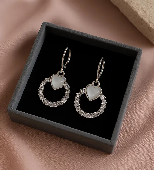 Silver_Drop_Earrings_with_White_Stone,_Square_Shape,_Leverback_Closure,_Crystal_Embellished_Frame_(A328)