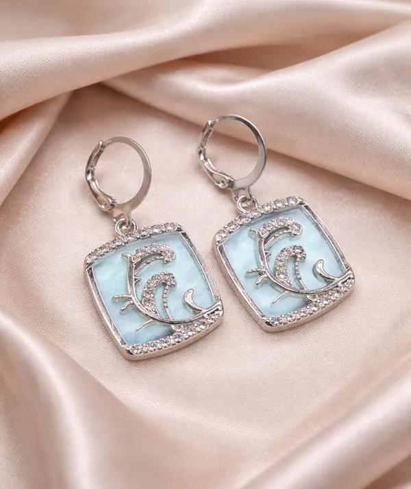 Silver_Drop_Earrings_with_White_Stone,_Square_Shape,_Leverback_Closure,_Crystal_Embellished_Frame_(A378)