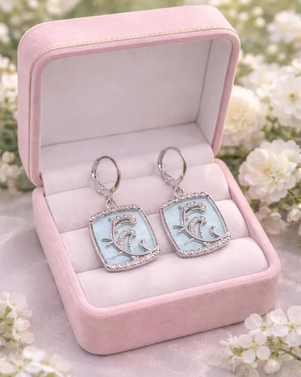 Silver_Drop_Earrings_with_White_Stone,_Square_Shape,_Leverback_Closure,_Crystal_Embellished_Frame_(A378)