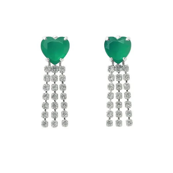 Women’s_Multi_colour_Heart_Crystal_Tassel_Earrings_|_Diamond_Look_Dangling_Design_(DARK_GREEN)