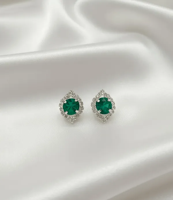 Crystal_Stud_Earrings_with_Red_Stone_and_Clear_Rhinestone_Halo,_Silver-Toned_(CN120)
