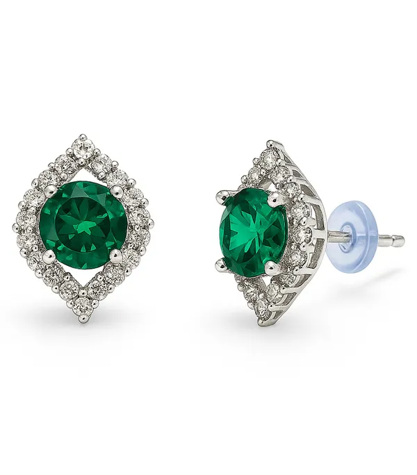 Crystal_Stud_Earrings_with_Red_Stone_and_Clear_Rhinestone_Halo,_Silver-Toned_(CN120)