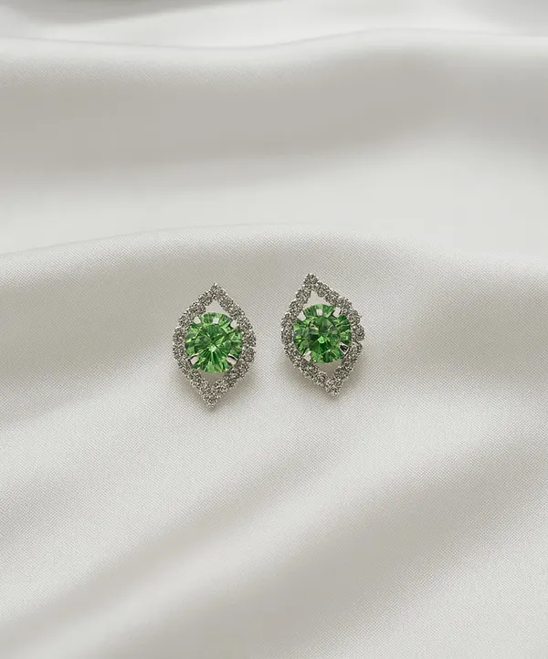 Crystal_Stud_Earrings_with_Red_Stone_and_Clear_Rhinestone_Halo,_Silver-Toned_(CN119)