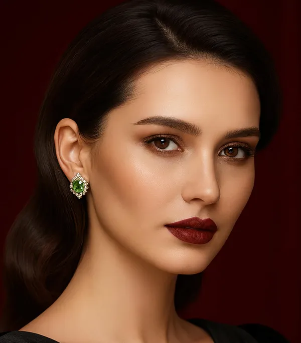 Crystal_Stud_Earrings_with_Red_Stone_and_Clear_Rhinestone_Halo,_Silver-Toned_(CN119)