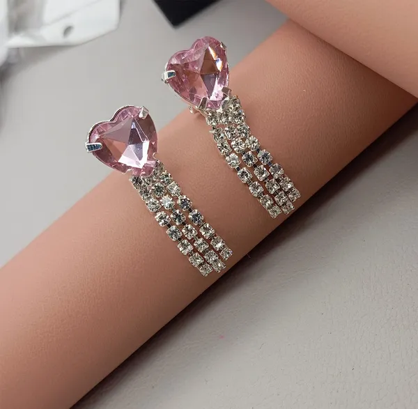 Women’s_Multi_colour_Heart_Crystal_Tassel_Earrings_|_Diamond_Look_Dangling_Design_(PINK)