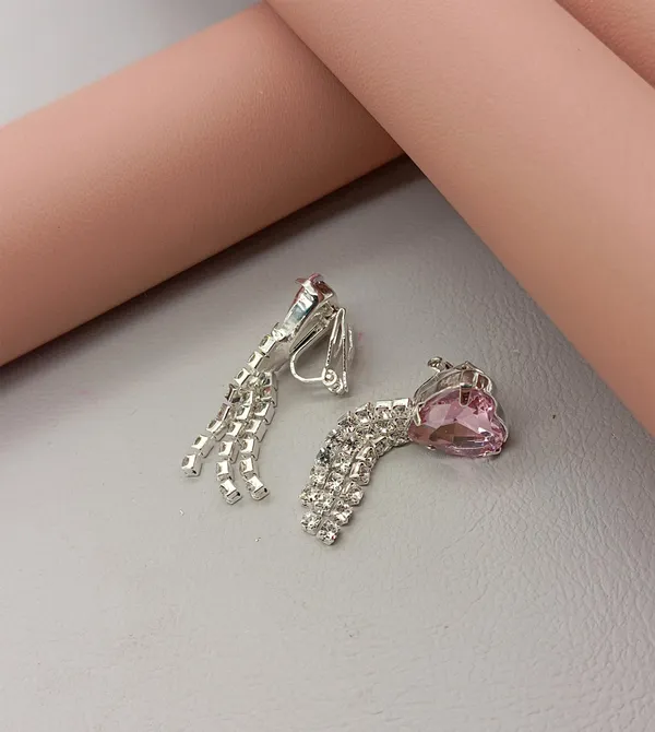 Women’s_Multi_colour_Heart_Crystal_Tassel_Earrings_|_Diamond_Look_Dangling_Design_(PINK)