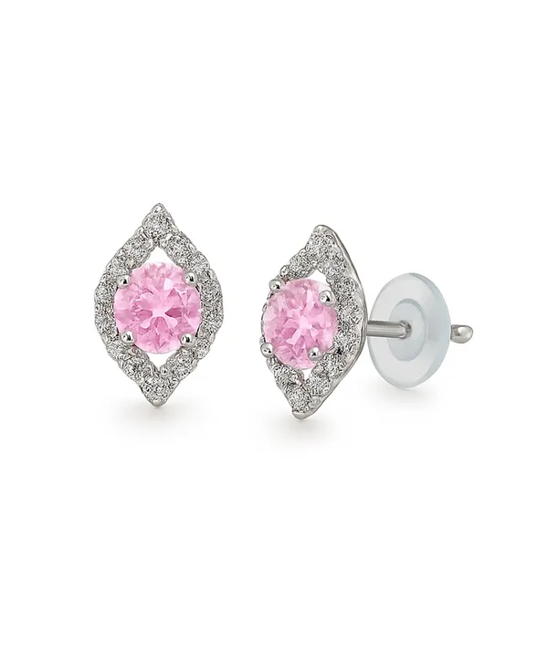 Crystal_Stud_Earrings_with_Red_Stone_and_Clear_Rhinestone_Halo,_Silver-Toned_(CN118)