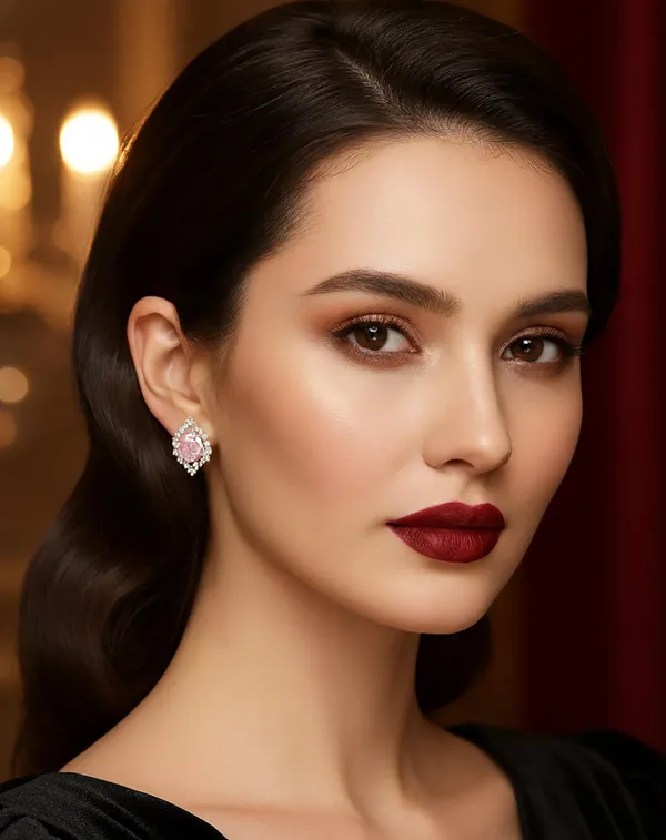 Crystal_Stud_Earrings_with_Red_Stone_and_Clear_Rhinestone_Halo,_Silver-Toned_(CN118)