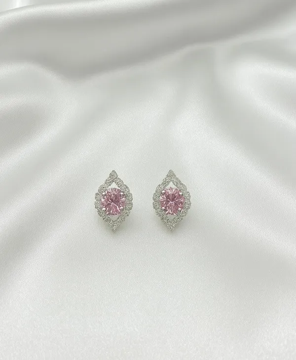 Crystal_Stud_Earrings_with_Red_Stone_and_Clear_Rhinestone_Halo,_Silver-Toned_(CN118)