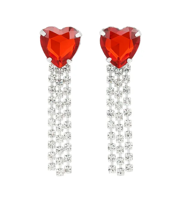 Women’s_Multi_colour_Heart_Crystal_Tassel_Earrings_|_Diamond_Look_Dangling_Design_(RED)