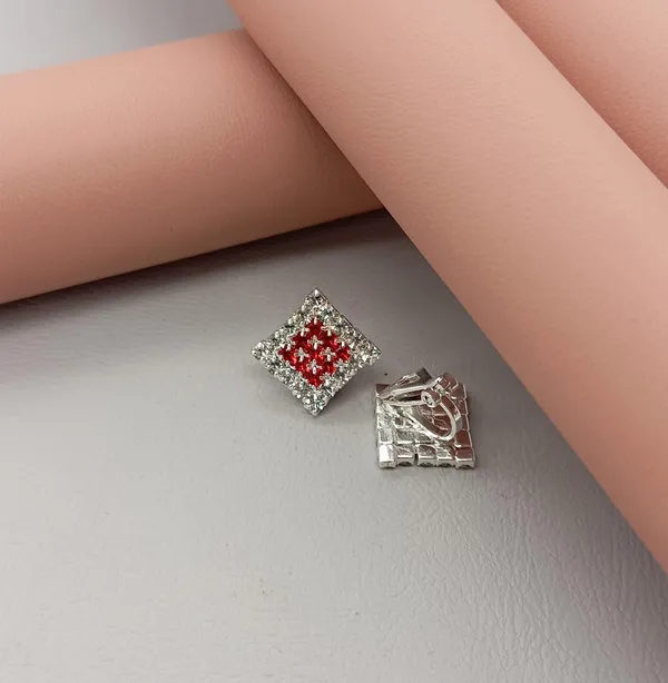 Crystal_Stud_Earrings_with_Red_Stone_and_Clear_Rhinestone_Halo,_Silver-Toned_(CN48)