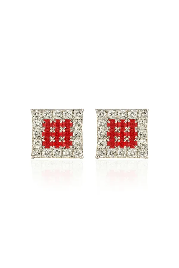 Crystal_Stud_Earrings_with_Red_Stone_and_Clear_Rhinestone_Halo,_Silver-Toned_(CN48)