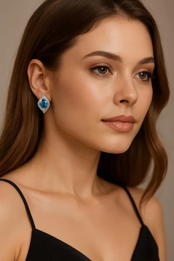Crystal_Stud_Earrings_with_Red_Stone_and_Clear_Rhinestone_Halo,_Silver-Toned_(SKY_BLUE)