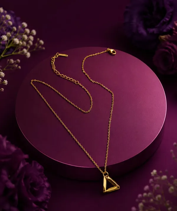 SHANKHRAJ_MALL_Gold-Tone_Triangle_Pendant_Necklace_with_Chain,_Gold