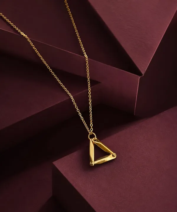SHANKHRAJ_MALL_Gold-Tone_Triangle_Pendant_Necklace_with_Chain,_Gold