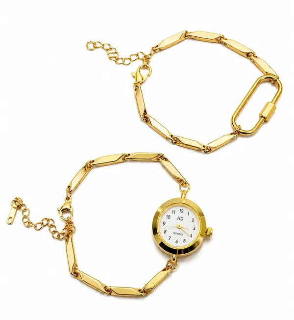 Quartz_Gold-Tone_Chain_Bracelet_Watch_with_Pendant_Dial