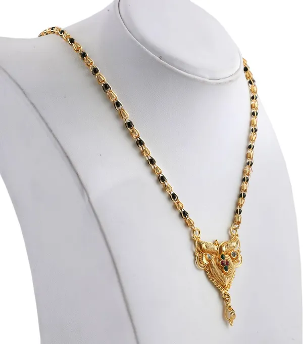 Women_gold_plated_Stylish_Mangalsutra_chain_(HAR-MULTIMEENA_BLACK_BADAM-BL1)