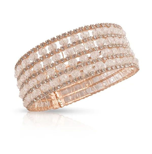 SHANKHRAJ_MALL_Crystal_Rhinestone_Stretch_Bracelet,_Rose_Gold,_Multi-Row,_Bangle_Style,_Wedding_Party_Jewelry