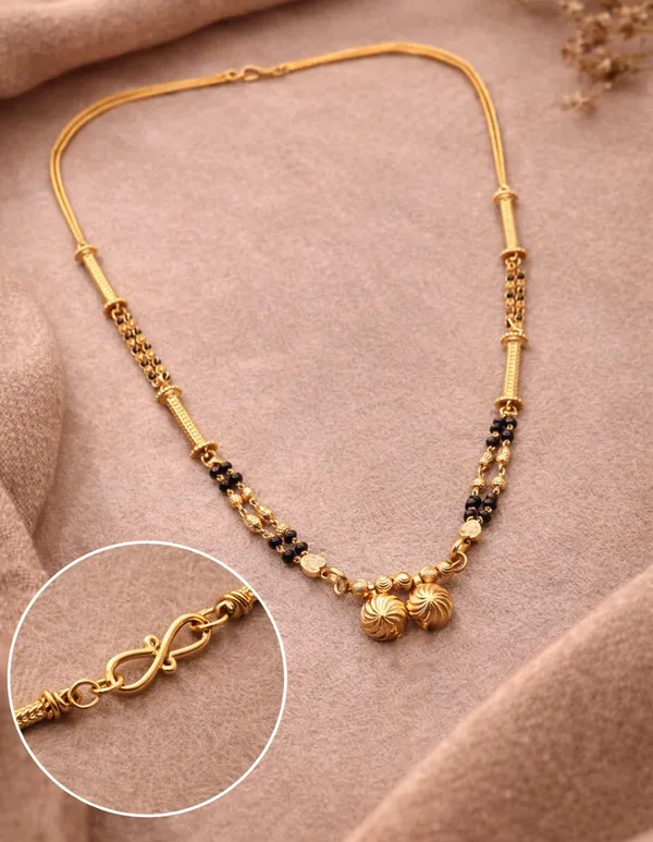 SHANKHRAJ_MALL_Gold-Toned_Mangalsutra_Necklace_with_Black_Beads,_Floral_Pendant_Design,_Traditional_Indian_Jewelry_(A371)