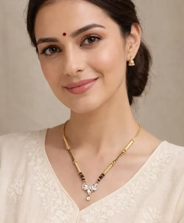 SHANKHRAJ_MALL_Gold-Toned_Mangalsutra_Necklace_with_Black_Beads,_Floral_Pendant_Design,_Traditional_Indian_Jewelry_(A370)