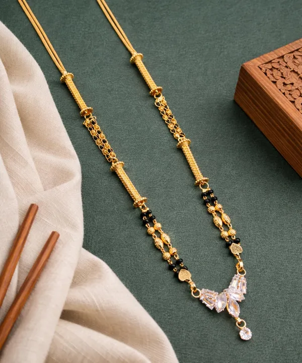 SHANKHRAJ_MALL_Gold-Toned_Mangalsutra_Necklace_with_Black_Beads,_Floral_Pendant_Design,_Traditional_Indian_Jewelry_(A370)