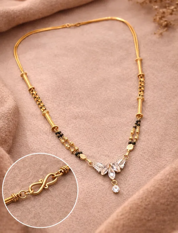 SHANKHRAJ_MALL_Gold-Toned_Mangalsutra_Necklace_with_Black_Beads,_Floral_Pendant_Design,_Traditional_Indian_Jewelry_(A370)