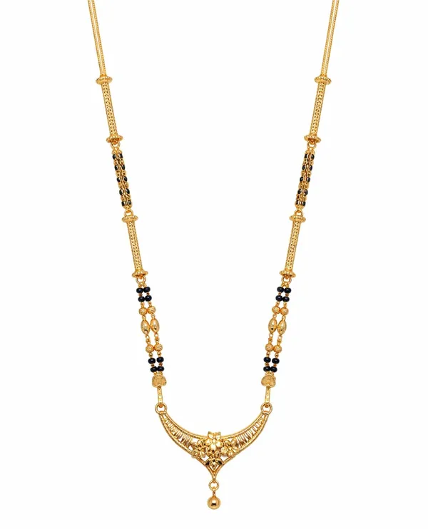 SHANKHRAJ_MALL_Gold-Toned_Mangalsutra_Necklace_with_Black_Beads,_Floral_Pendant_Design,_Traditional_Indian_Jewelry_(A368)