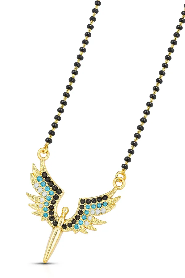 SHANKHRAJ_MALL_Gold_Plated_Angel_Wings_Mangalsutra_Pendant_for_Women_|_Black_Bead_Chain_with_Blue_&_Black_Stone_Work_(CN3)