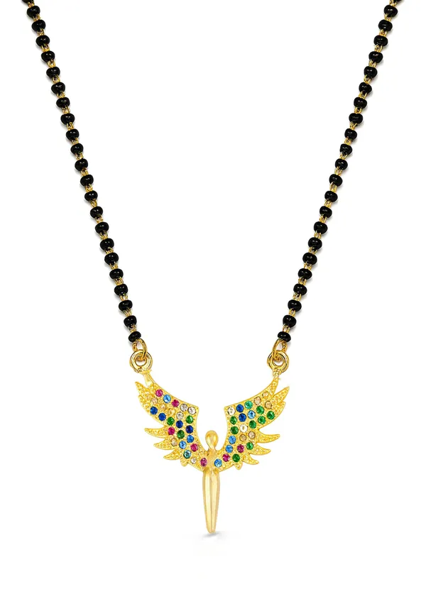 SHANKHRAJ_MALL_Gold_Plated_Angel_Wings_Mangalsutra_Pendant_for_Women_|_Black_Bead_Chain_with_Blue_&_Black_Stone_Work_(CN5)