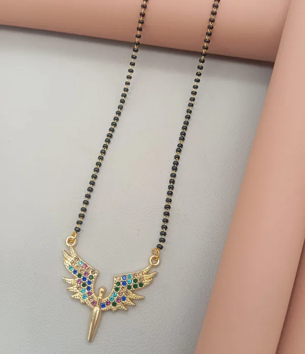 SHANKHRAJ_MALL_Gold_Plated_Angel_Wings_Mangalsutra_Pendant_for_Women_|_Black_Bead_Chain_with_Blue_&_Black_Stone_Work_(CN5)