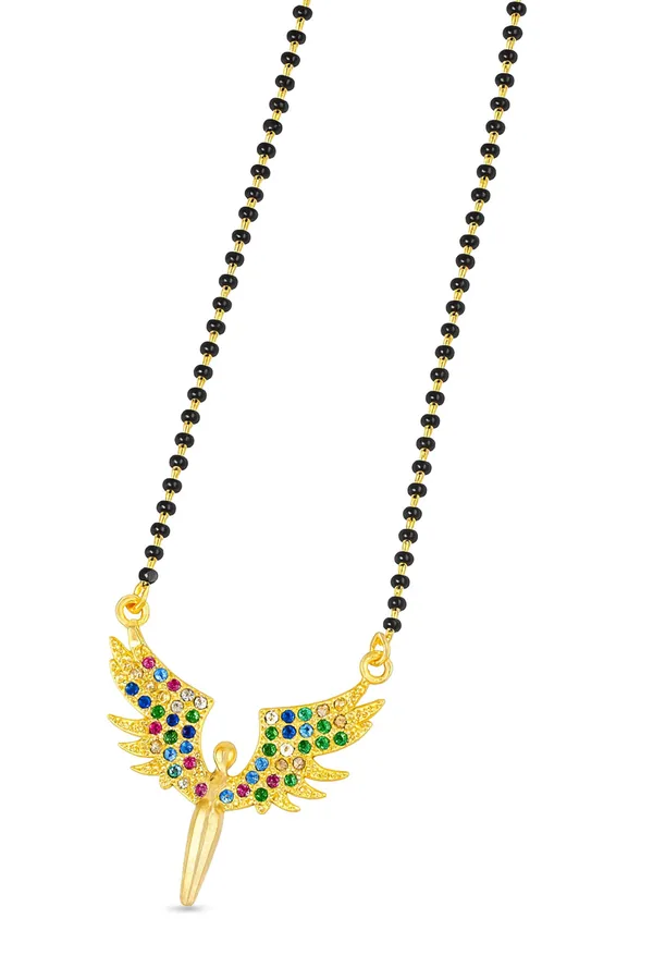 SHANKHRAJ_MALL_Gold_Plated_Angel_Wings_Mangalsutra_Pendant_for_Women_|_Black_Bead_Chain_with_Blue_&_Black_Stone_Work_(CN5)