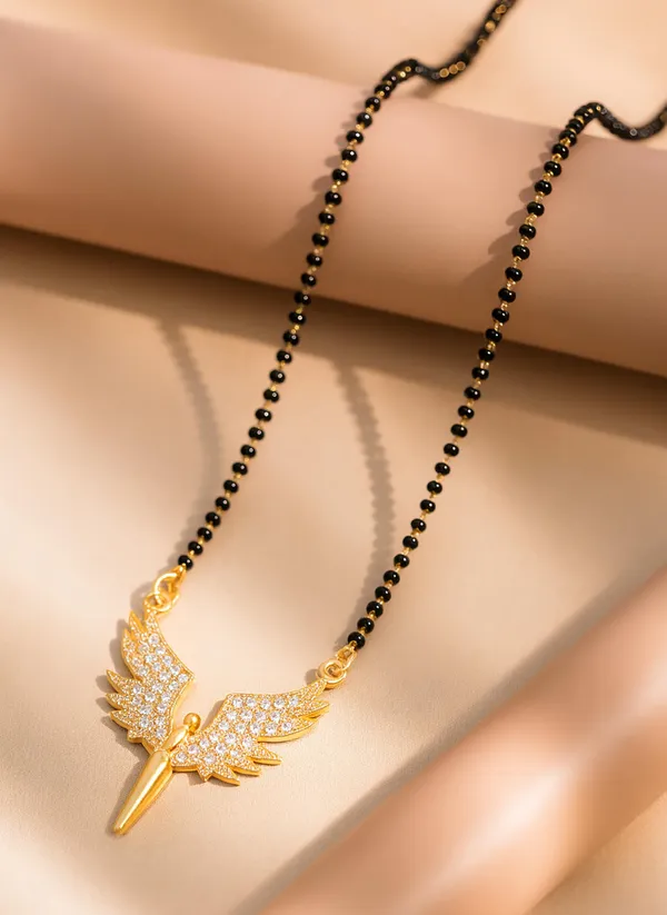 SHANKHRAJ_MALL_Gold_Plated_Angel_Wings_Mangalsutra_Pendant_for_Women_|_Black_Bead_Chain_with_Blue_&_Black_Stone_Work_(CN4)